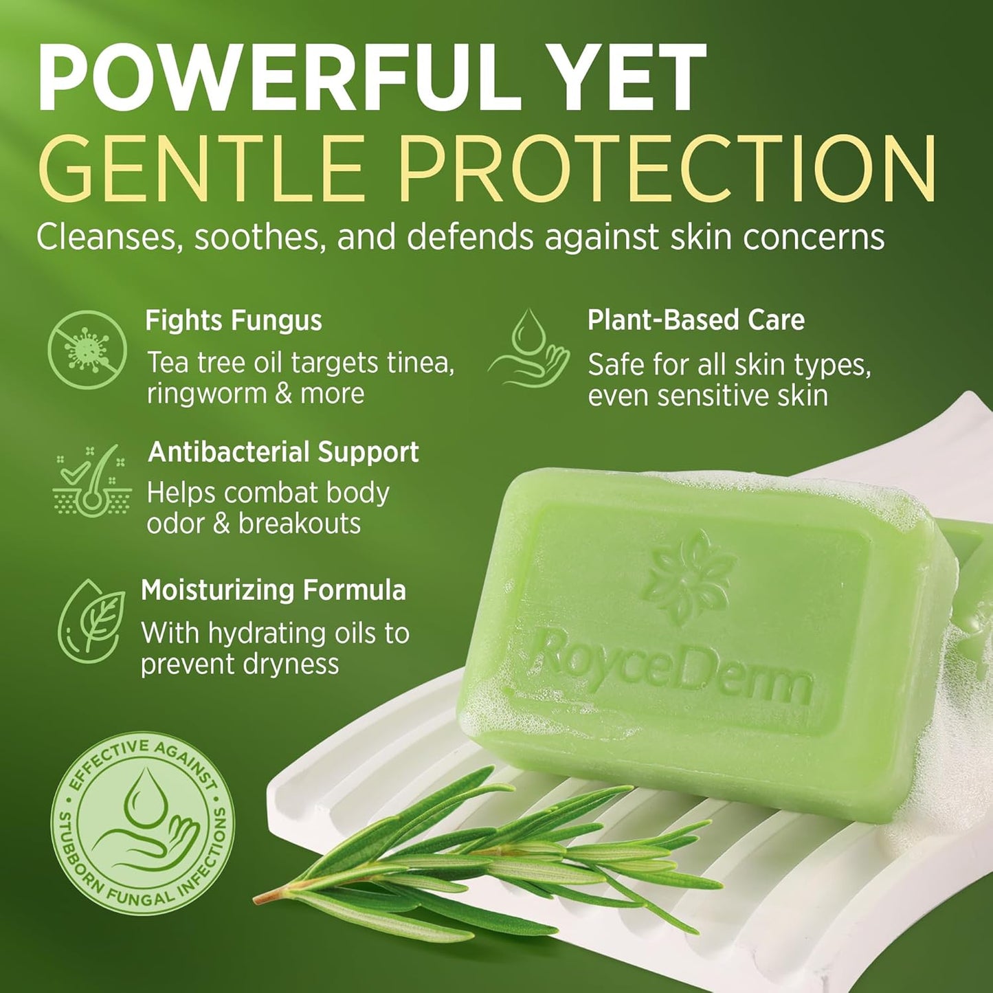 Antifungal Antibacterial Tea Tree Soap: Antifungal Antibacterial Treatment for Face & Body Acne, Athlete'S Foot, Tinea, Folliculitis Ringworm Jock Itch (Pack of 1)