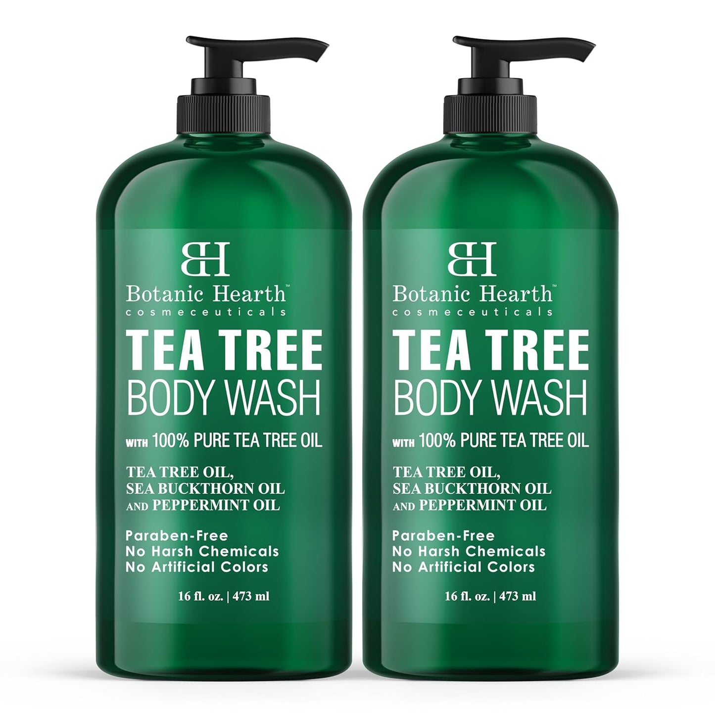 Tea Tree Body Wash | 16 Fl Oz | Helps Soothe Itchy, Dry Skin, Antifungal Body Wash with 100% Pure Tea Tree Oil | Sulfate Free, Paraben Free, for Men and Women Set of 2