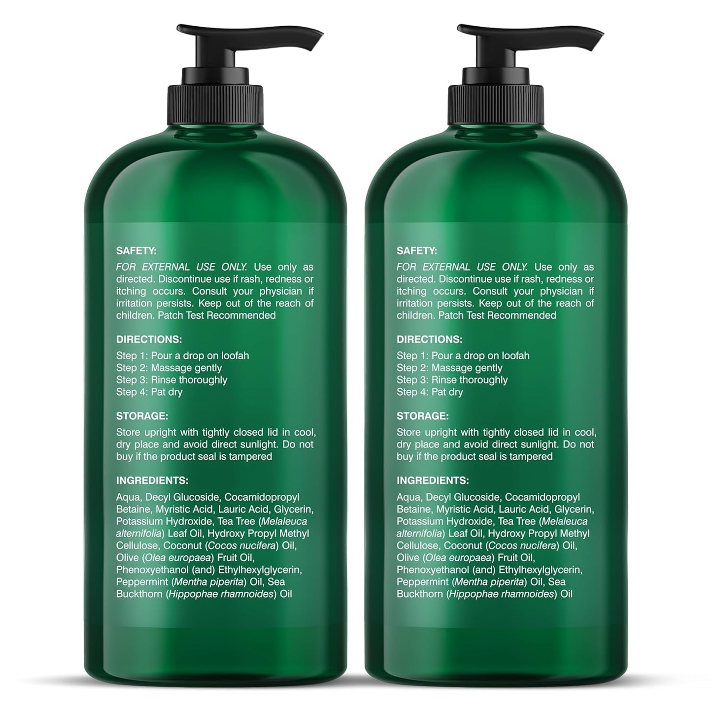 Tea Tree Body Wash | 16 Fl Oz | Helps Soothe Itchy, Dry Skin, Antifungal Body Wash with 100% Pure Tea Tree Oil | Sulfate Free, Paraben Free, for Men and Women Set of 2