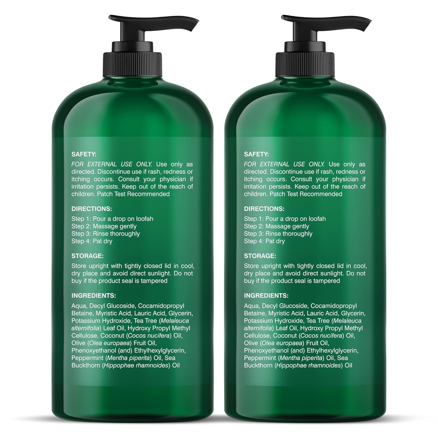 Tea Tree Body Wash | 16 Fl Oz | Helps Soothe Itchy, Dry Skin, Antifungal Body Wash with 100% Pure Tea Tree Oil | Sulfate Free, Paraben Free, for Men and Women Set of 2
