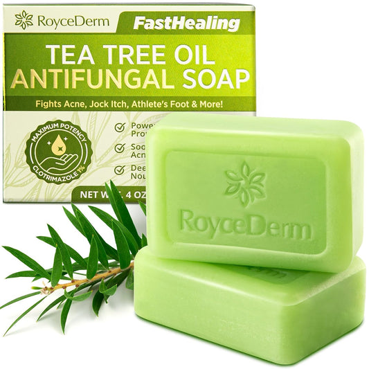 Antifungal Antibacterial Tea Tree Soap: Antifungal Antibacterial Treatment for Face & Body Acne, Athlete'S Foot, Tinea, Folliculitis Ringworm Jock Itch (Pack of 1)